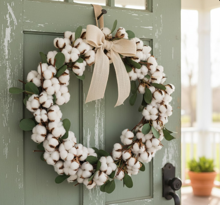 Cotton Stem Wreaths for Entryways