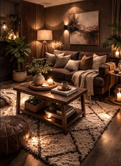 Cozy Dark Brown and Cream