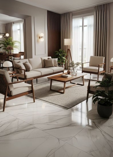Cozy Marble and Wood Combo