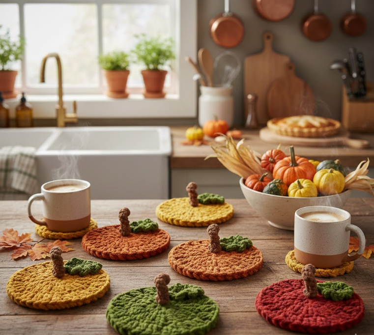 Crochet Pumpkin Coasters