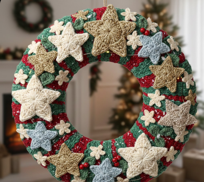 Crochet Star Wreath 