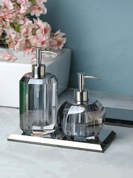 Crystal Soap Dispensers and Trays