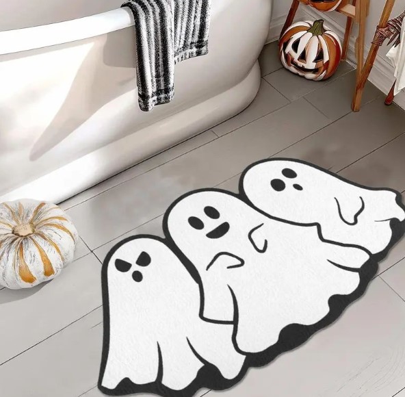 Cute Ghost Bathmat and Bat Confetti