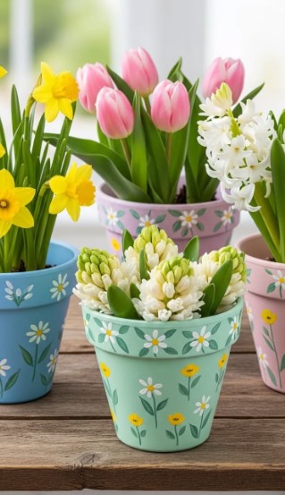 DIY Flower Pots With Spring Themes