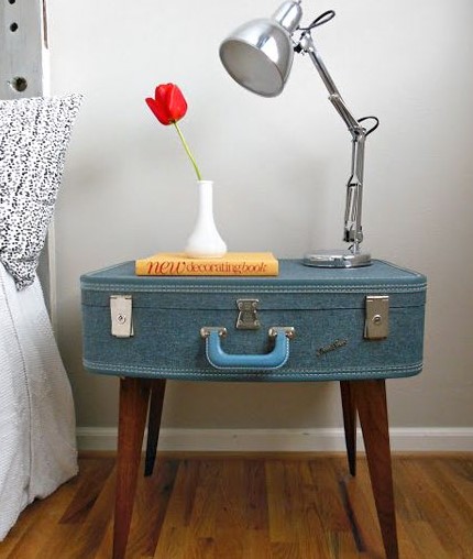 DIY Luggage Bedside Table