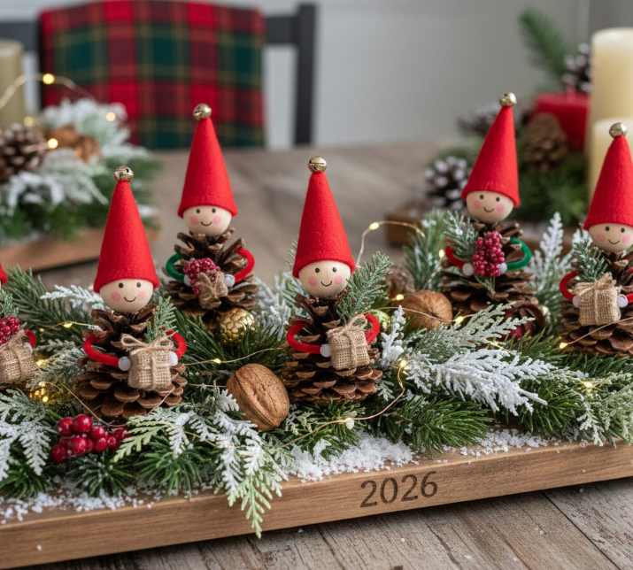 DIY Pinecone Elf Centerpiece