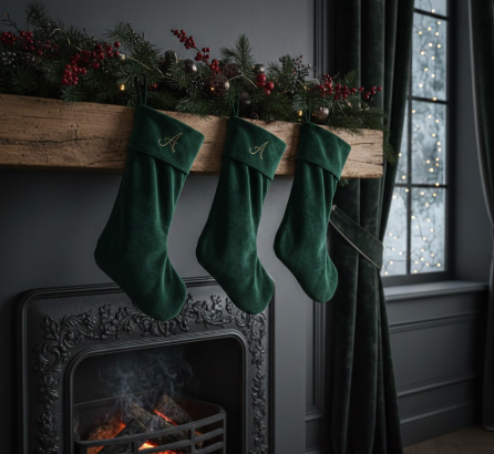 Dark Forest Green Velvet Stockings
