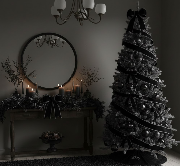 Dark, Moody Entryway with Black Ribbons