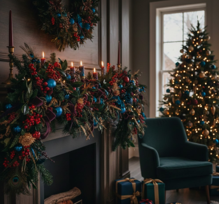 Deep Jewel-Toned Garland Arrangements