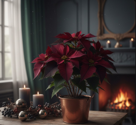 Deep Maroon Poinsettias