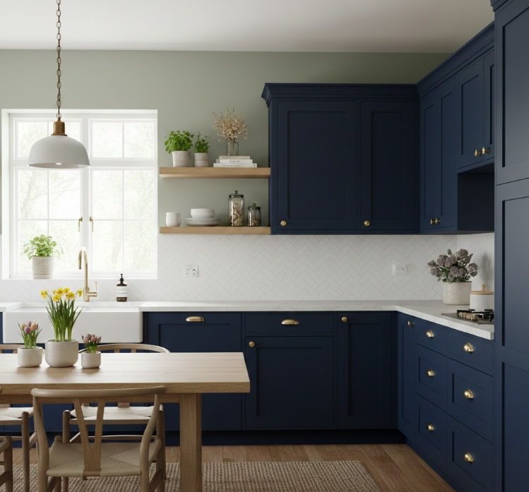 Deep Navy Blue Cabinets