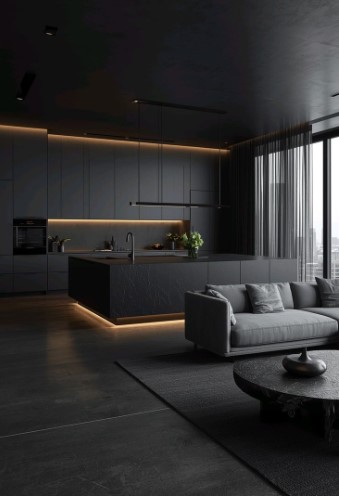 Deep, Textured Black Cabinetry