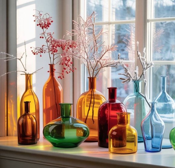 Display Colored Glass Vases