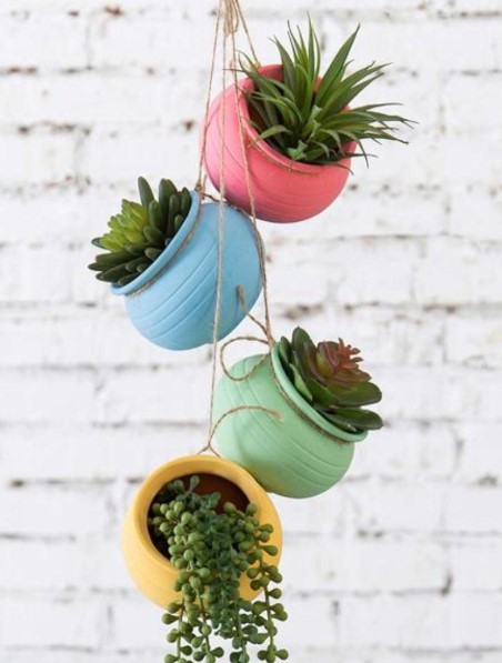 Display Pastel Herb Planters