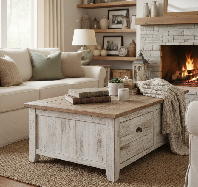 Distressed Wood Coffee Table