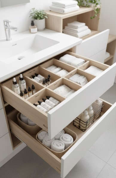 Divided Bathroom Drawers