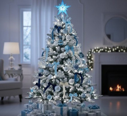 Dreamy Blue-and-White Christmas Tree