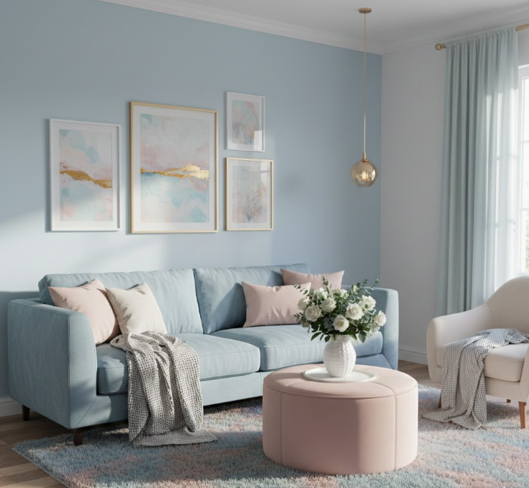 Dreamy Pastels: Light Blue + Blush Pink