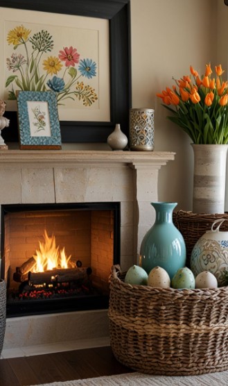 Easy Mantel Decor for Spring