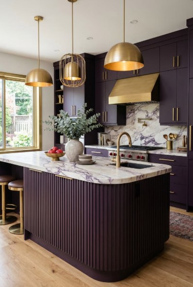 Eggplant Purple Kitchen Island