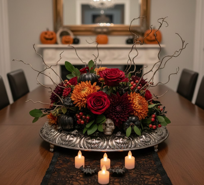 Elegant Autumn Blooms on a Platter