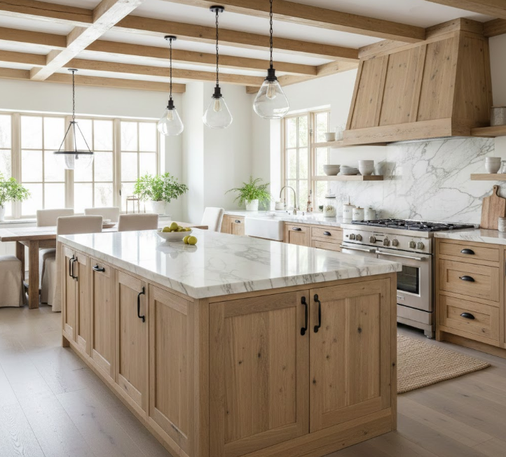 Elegant Fusion of Marble and Wood