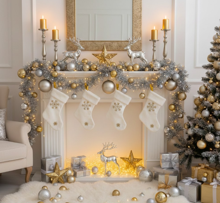 Elegant Gold and Silver Mantel Decor Themes