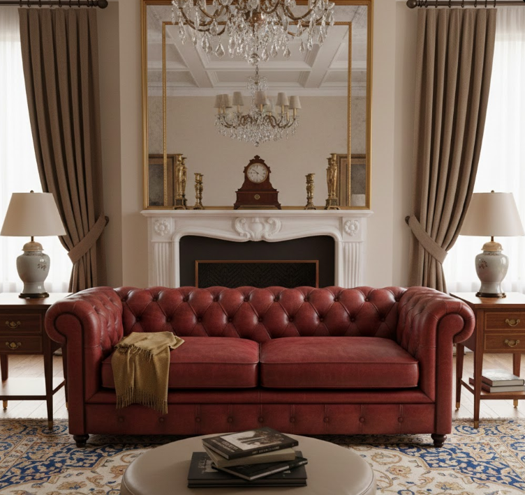 Elegant Tufted Leather Sofa