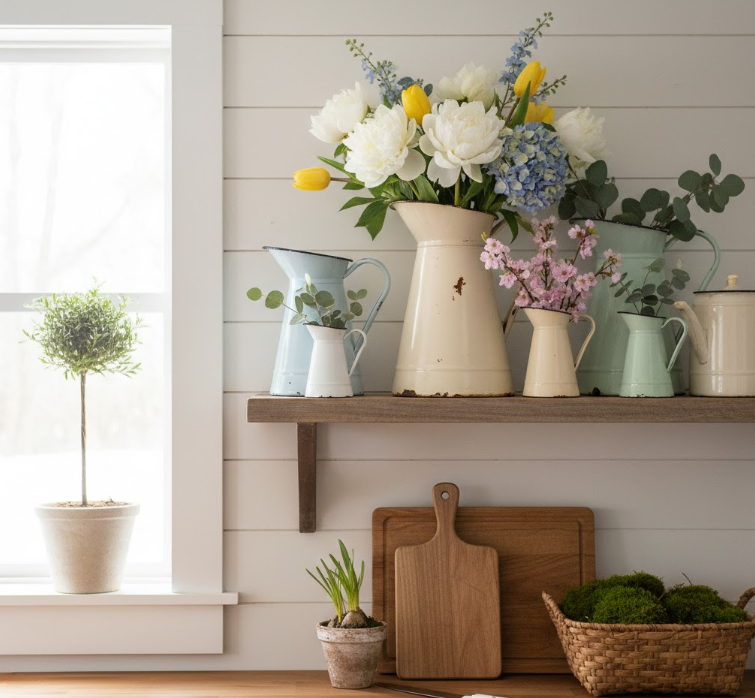 Enamelware Pitchers for Kitchen Decor