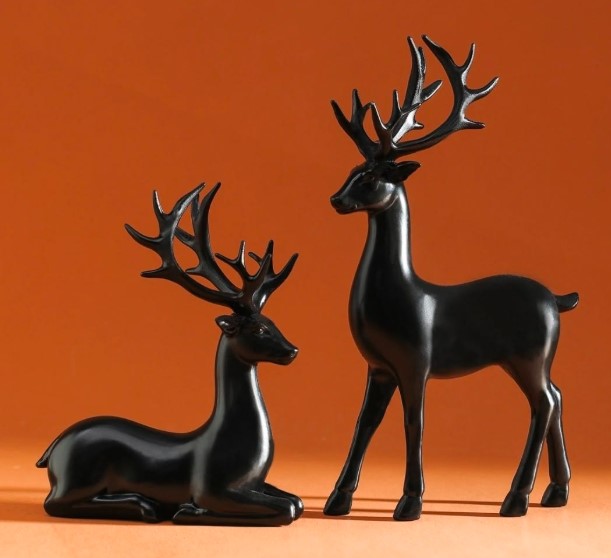 Evergreens, Vintage Bells, and Black Deer Candleholders