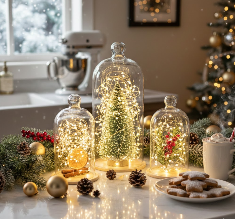 Fairy Lights Inside Glass Cloches