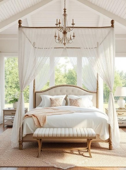  Farmhouse Elegance with a Canopy Bed