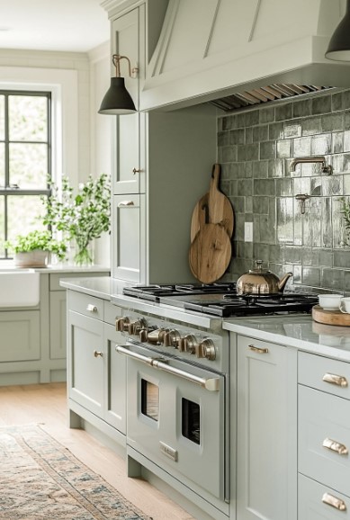 Feature a Sage Green Range Hood