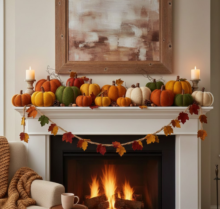 Felt Pumpkin Mantel