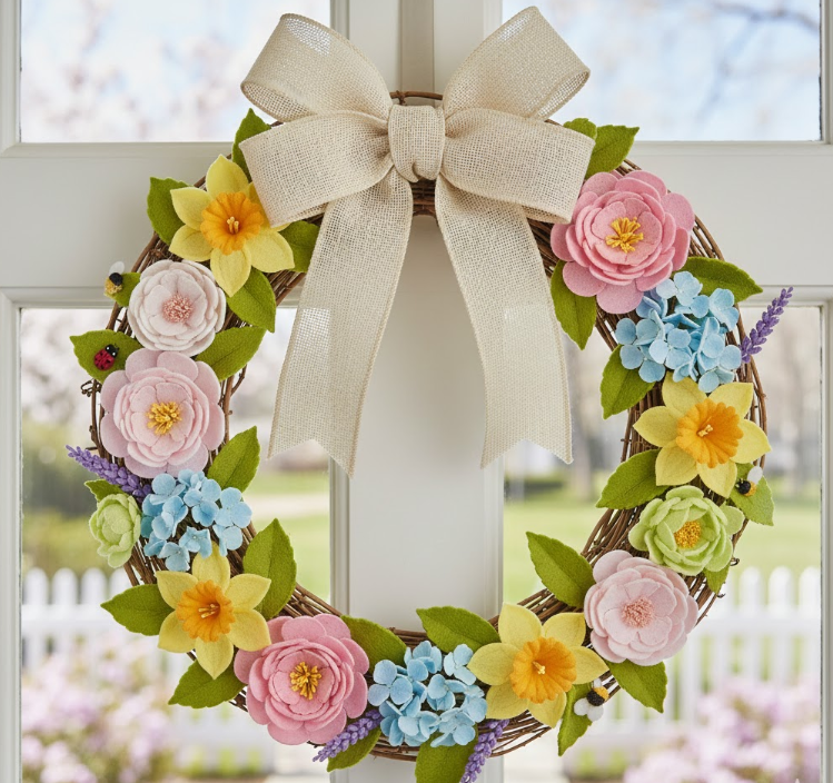 Felt Spring Floral Wreath