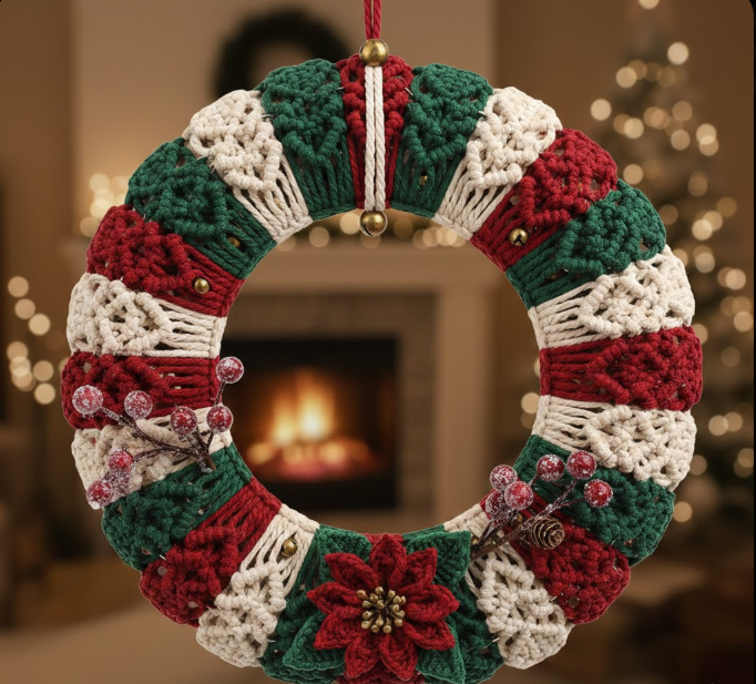 Festive Macrame Wreath
