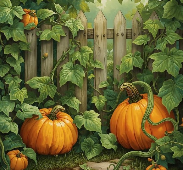 Festive Pumpkins and Trailing Ivy