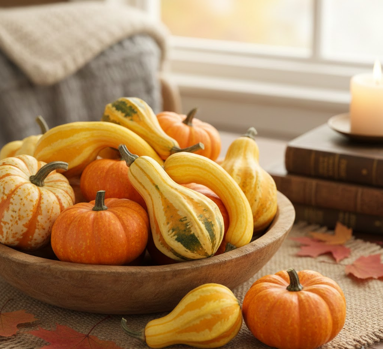 Fill a Bowl with Mini Gourds