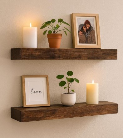 Floating Shelves With Decorative Items