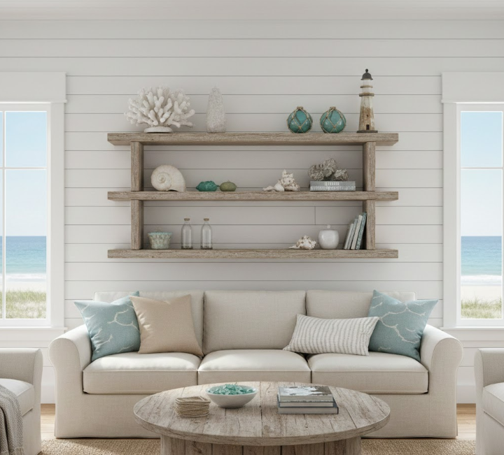 Floating Shelves for Beach Treasures