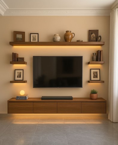 Floating Shelves on Either Side