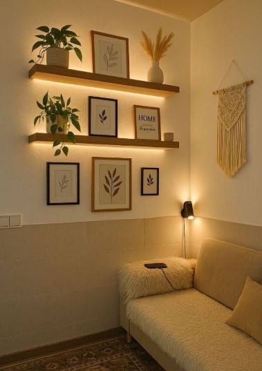 Floating Shelves with Hidden LED Lighting