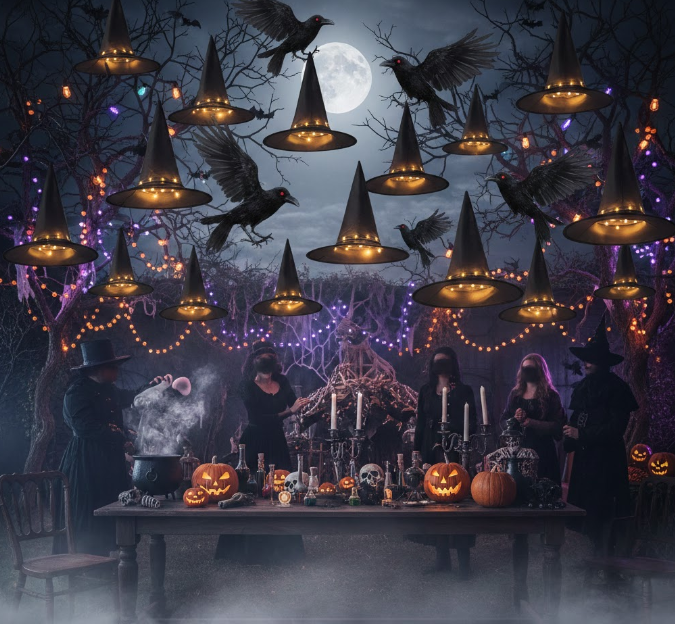 Floating Witch Hats & Ravens