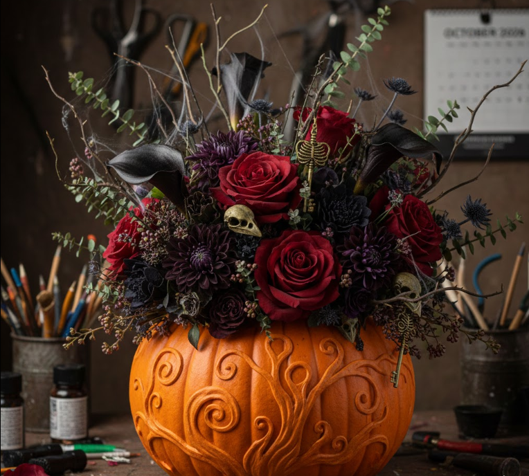 Floral Adorned Pumpkin
