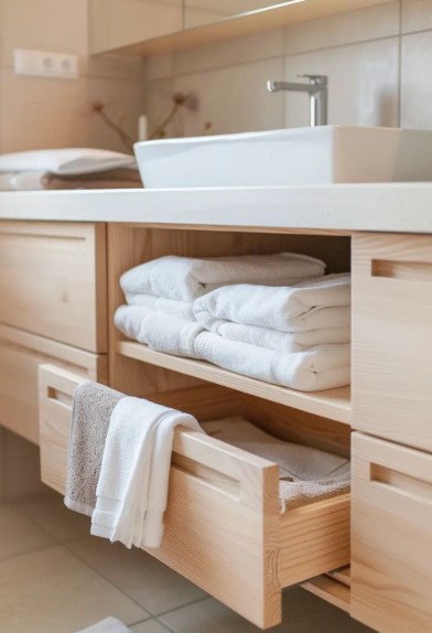 Folded Towels Under the Sink