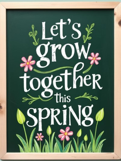 Framed Chalkboard with Spring Quotes