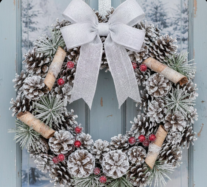 Frosted Pine Cone Wreath 
