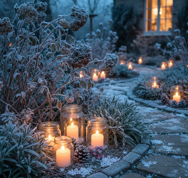 Frozen Garden Candles