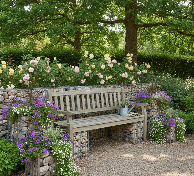 Gabion Garden Bench