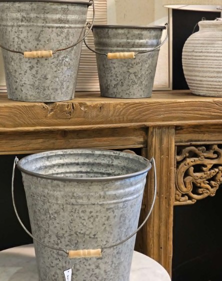 Galvanized Metal Bucket Display